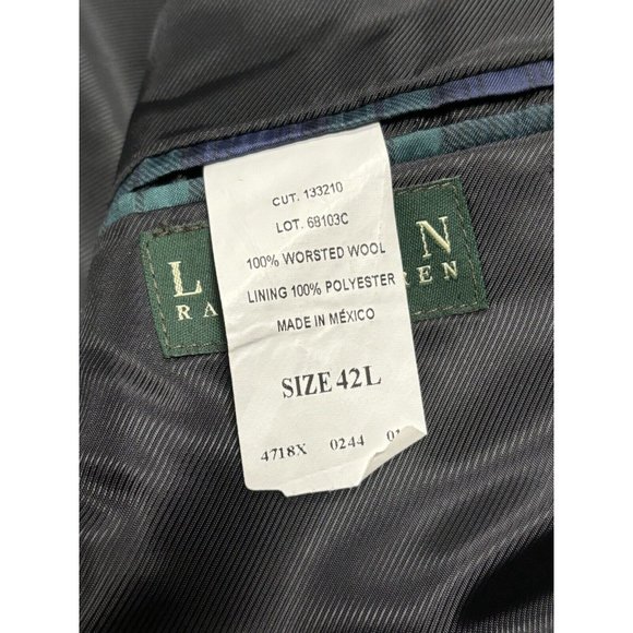 Ralph Lauren LRL Men’s Size‎ 42 L Black Pin Stripe Blazer Tuxedo Jacket 100S - Picture 7 of 16